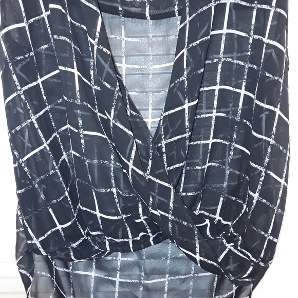 Sheer Delite XL High Low Wrap Top Black Sleeveless - Picture 6 of 8